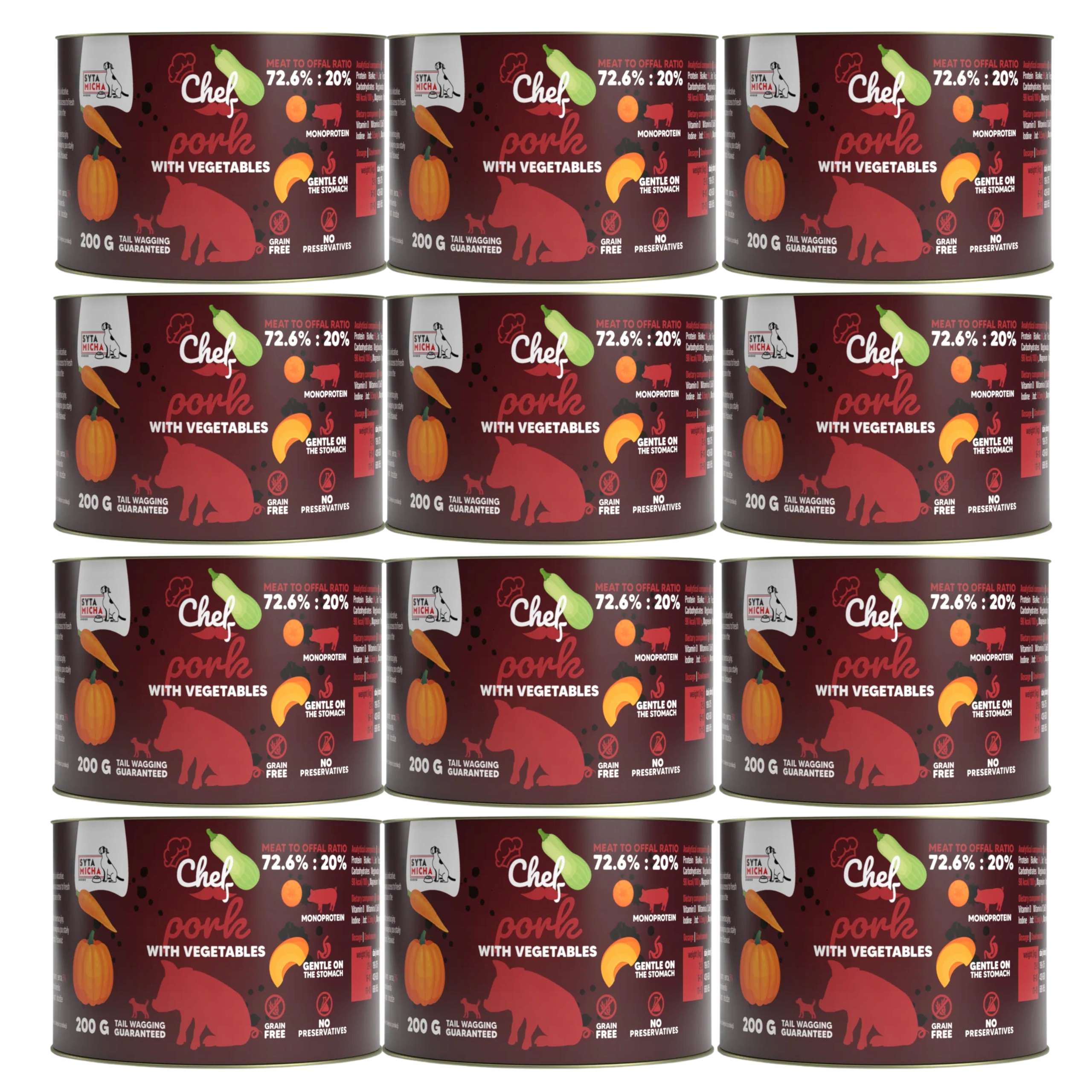 Levně Syta Micha Chef krmivo pro psy vepřové maso se zeleninou 12 x 200 g