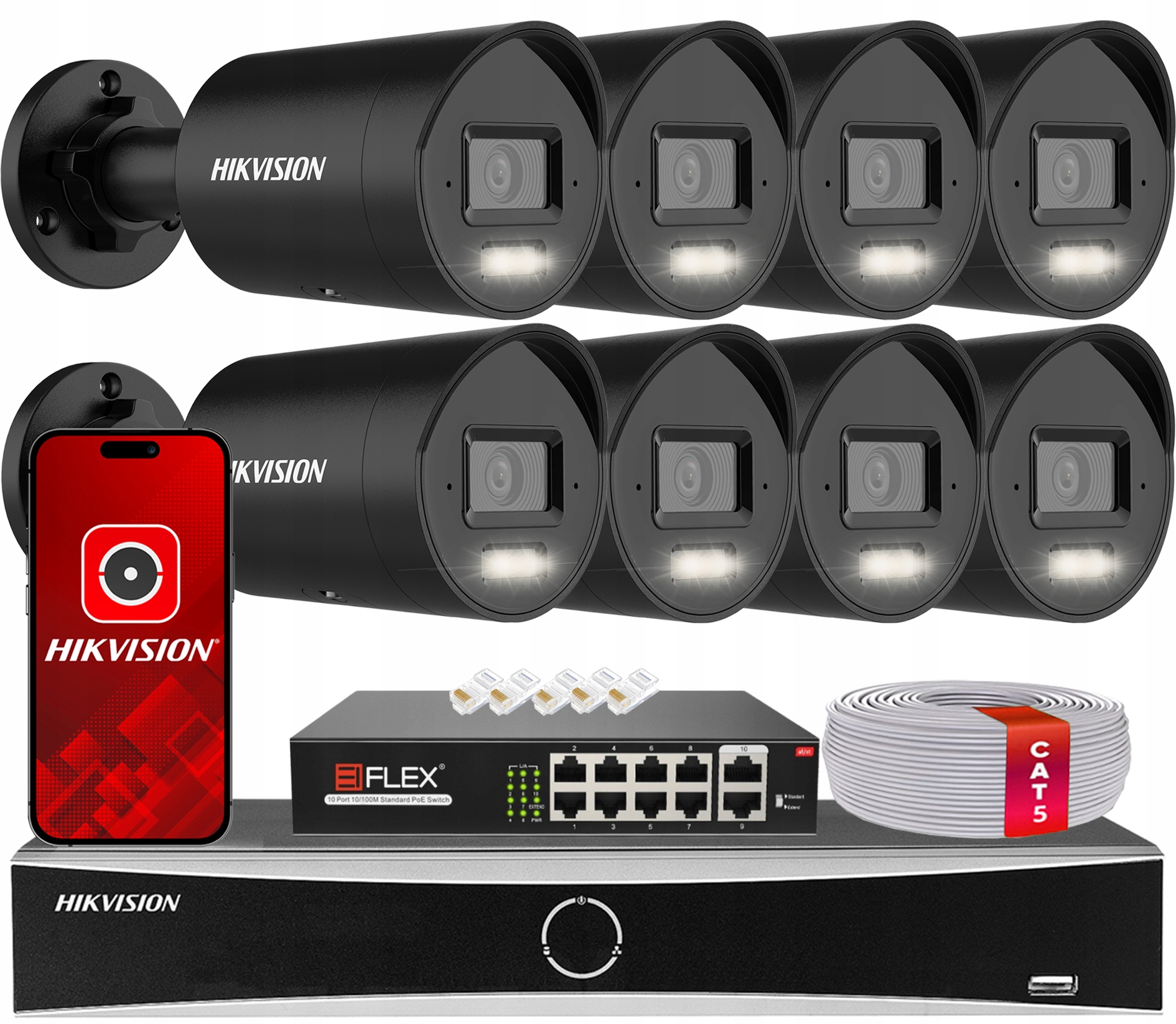 Sada na monitorovanie 8MPx Hikvision 8x Kamera DS-2CD2083G2-LI2U Black PoE