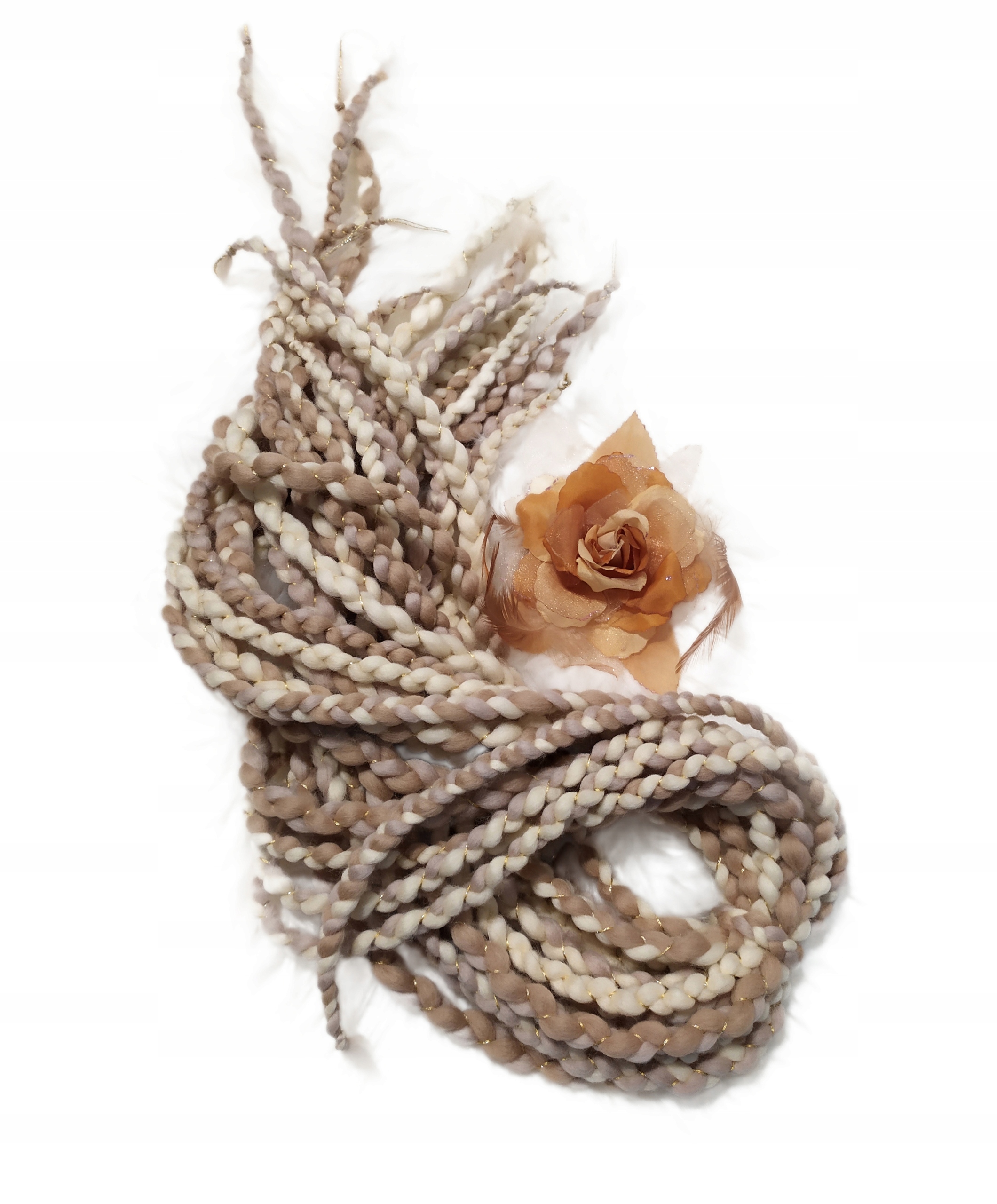 Opakovaně Použitelné vlněné copánky, béžové blond, Béžová Fantazie, 5 kusů