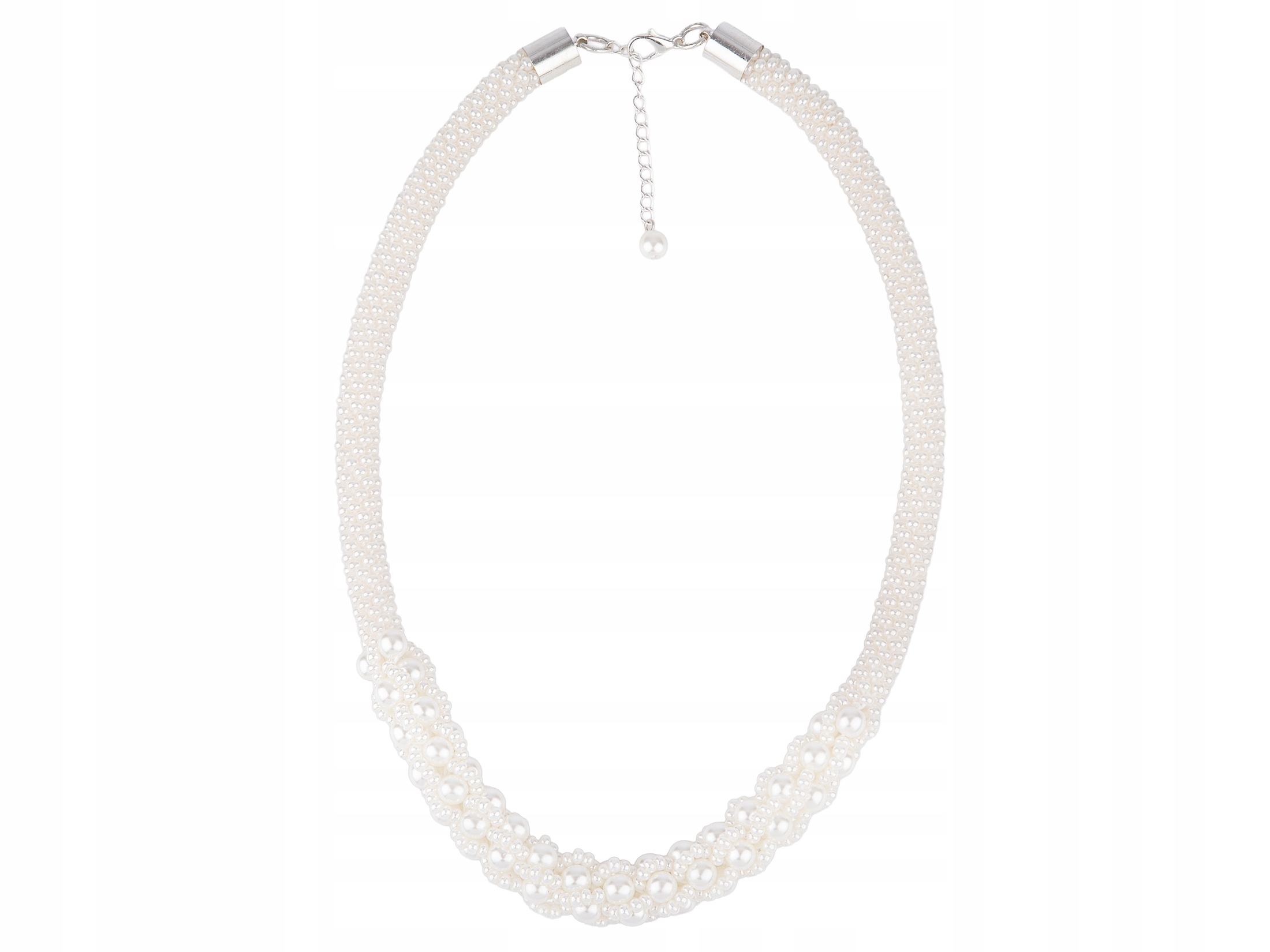 Elegantní ručně pletený dámský náhrdelník z bílých perel Preciosa 44 cm