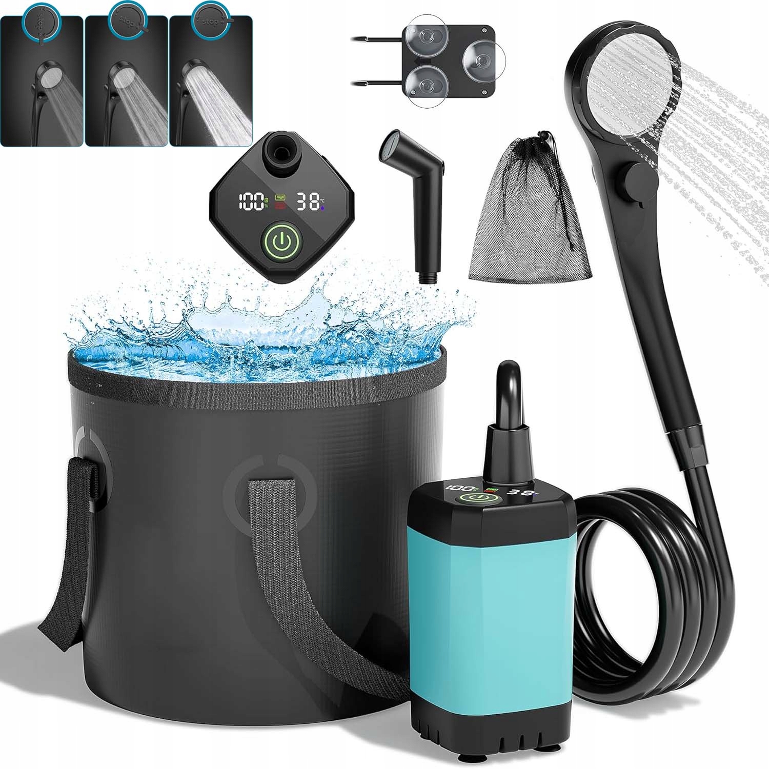 Prysznic Turystyczny Kempingowy Usb Akumulator 6000MAH Pompa Elektryczna