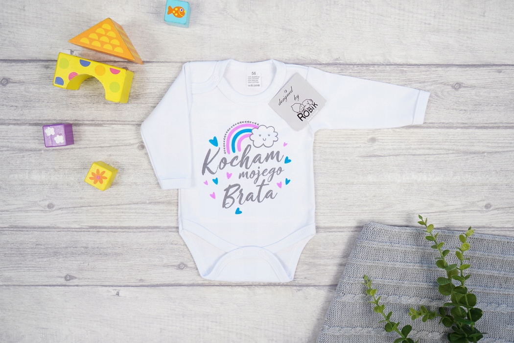 BODY r.92 białe wzór 706 KOCHAM MOJEGO BRATA Płeć chłopcy dziewczynki
