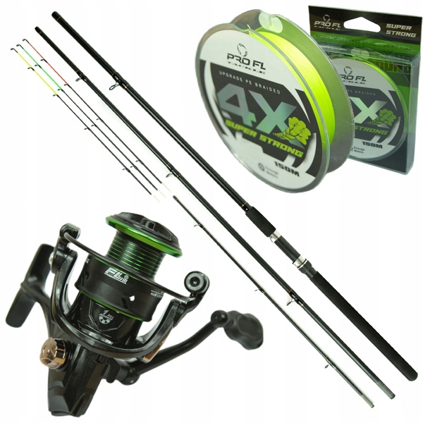 Zestaw Wędkarski wędka Feeder kołowrotek Plecionka method grunt karp Z87