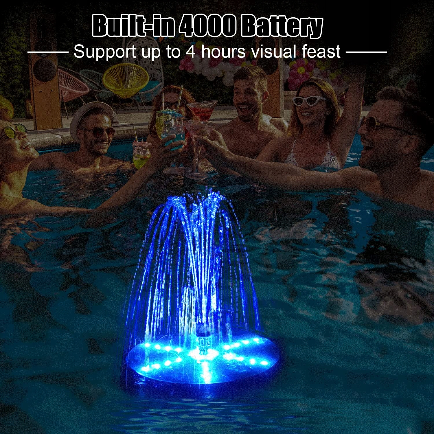 SZMP 4W Solar Fountain 30 LED for Garden Pond, 8 Nozzles, 4000mAh Battery — miniatura 7