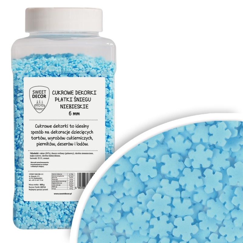 Posypka Cukrowa Płatki Śniegu Śnieżynki 6mm 1kg