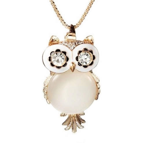 

Naszyjnik Sowa długi złoty damski Retro owl brąz