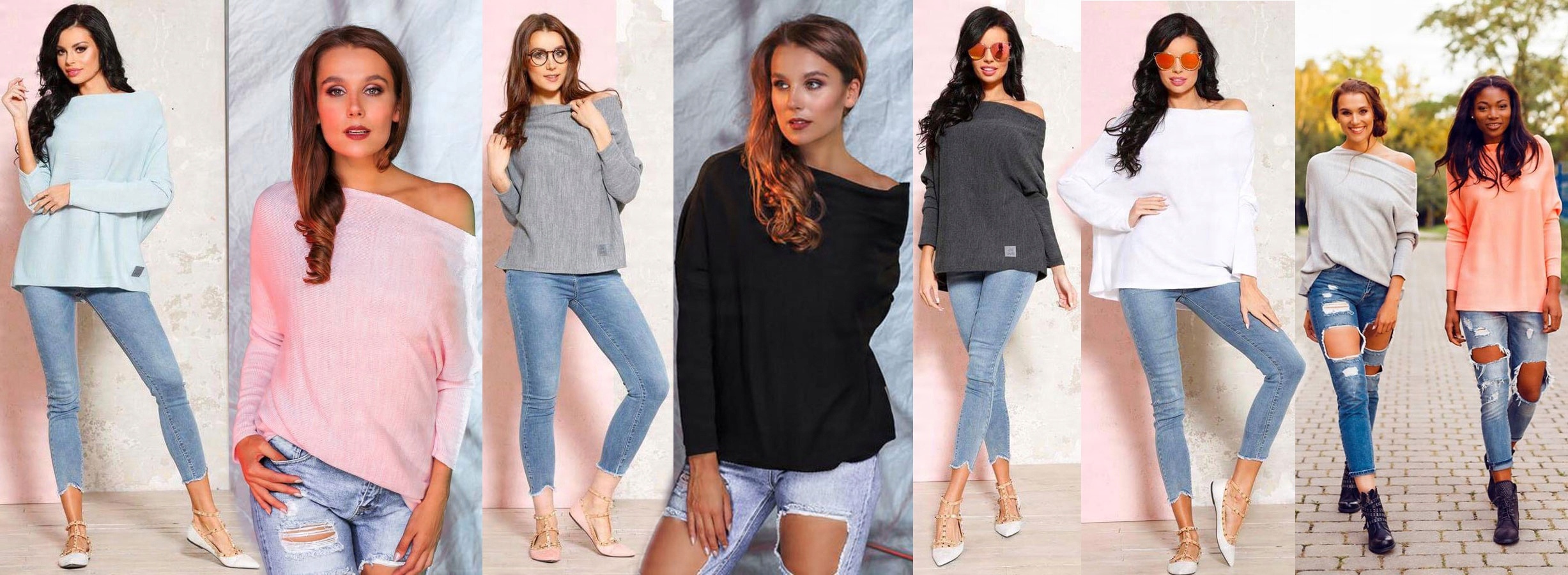 

Sweterek Oversize Tunika Sweter Wool Odkryte Ramię