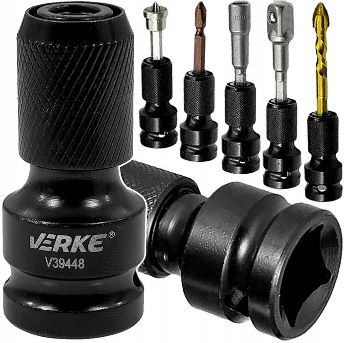 Verke V39448 Adapter Udarowy 1/2" 1/4" Hex Do Kluczy Udarowych Wierteł Bit