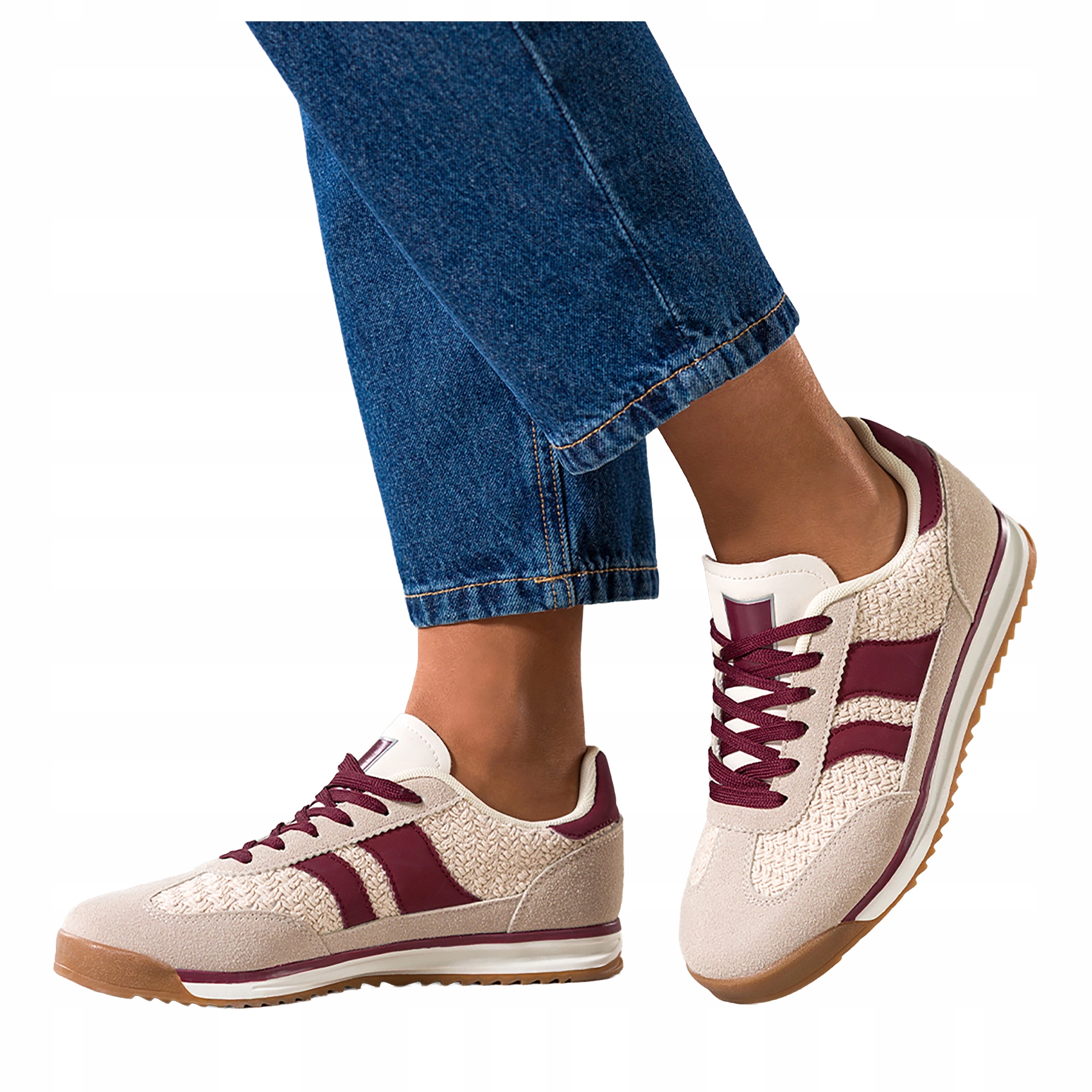 Sneakersy Béžové Dámské Sportovní Drážkované Podrážka Šněrovací Pohodlné r 40