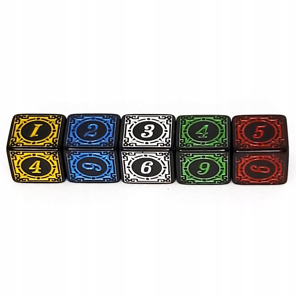 ZESTAW 5 KOSTEK K6 RPG KOŚĆ SZEŚCIOŚCIENNA ŚWIĄTYNIE ŻYWIOŁÓW 1,6 CM