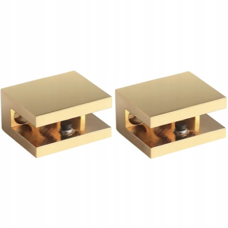 Držák na skleněnou poličku Zlatý, upevnění na sklo polic, kovový