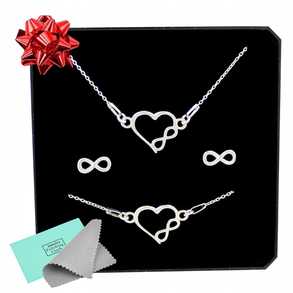 Dámské stříbrné šperky 925 srdce s nekonečnem, elegantní komplet