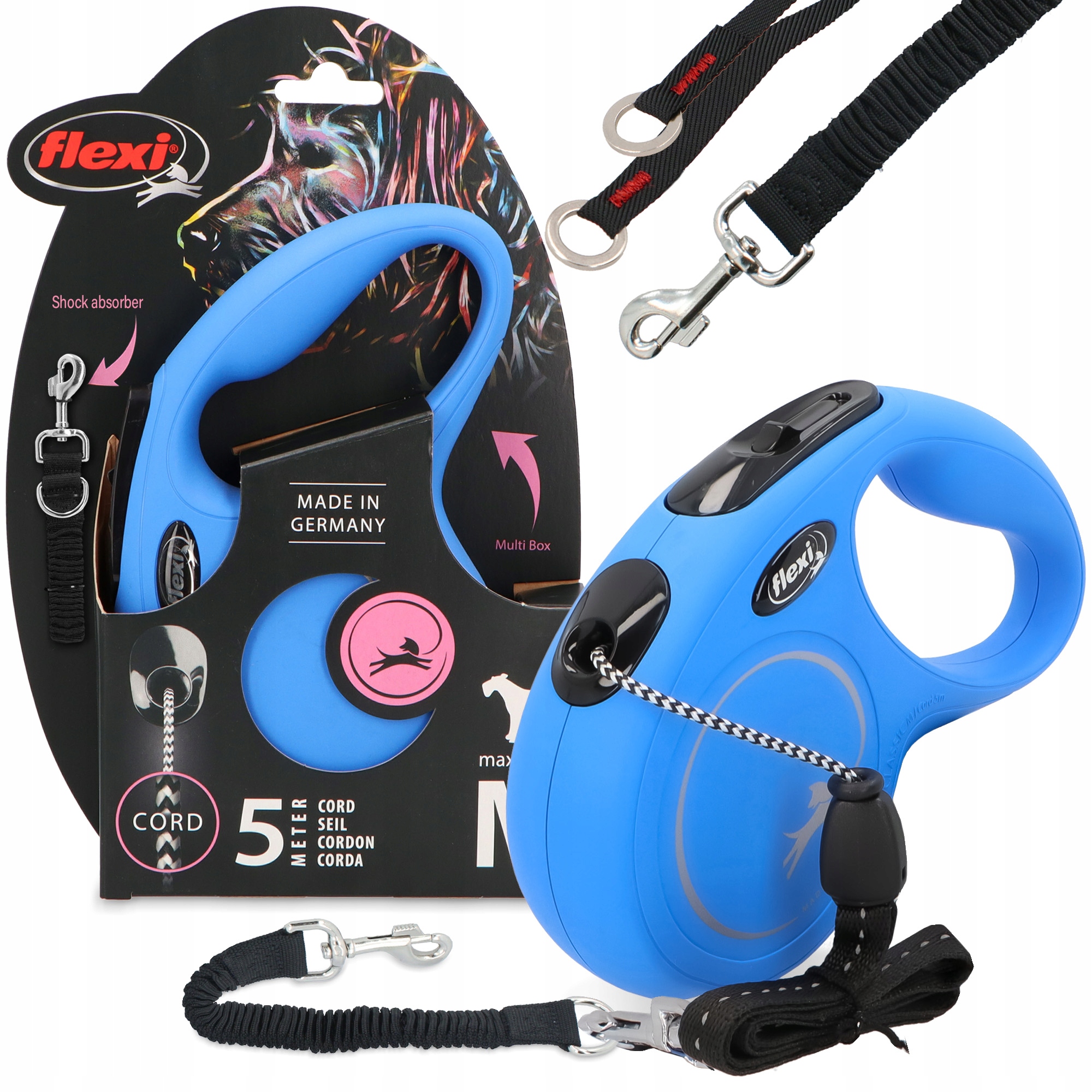 Vodítko Automatická Psa 5 m Lanko Flexi 20 kg Tlumič Pro Vodítka 26 cm Délka 3O