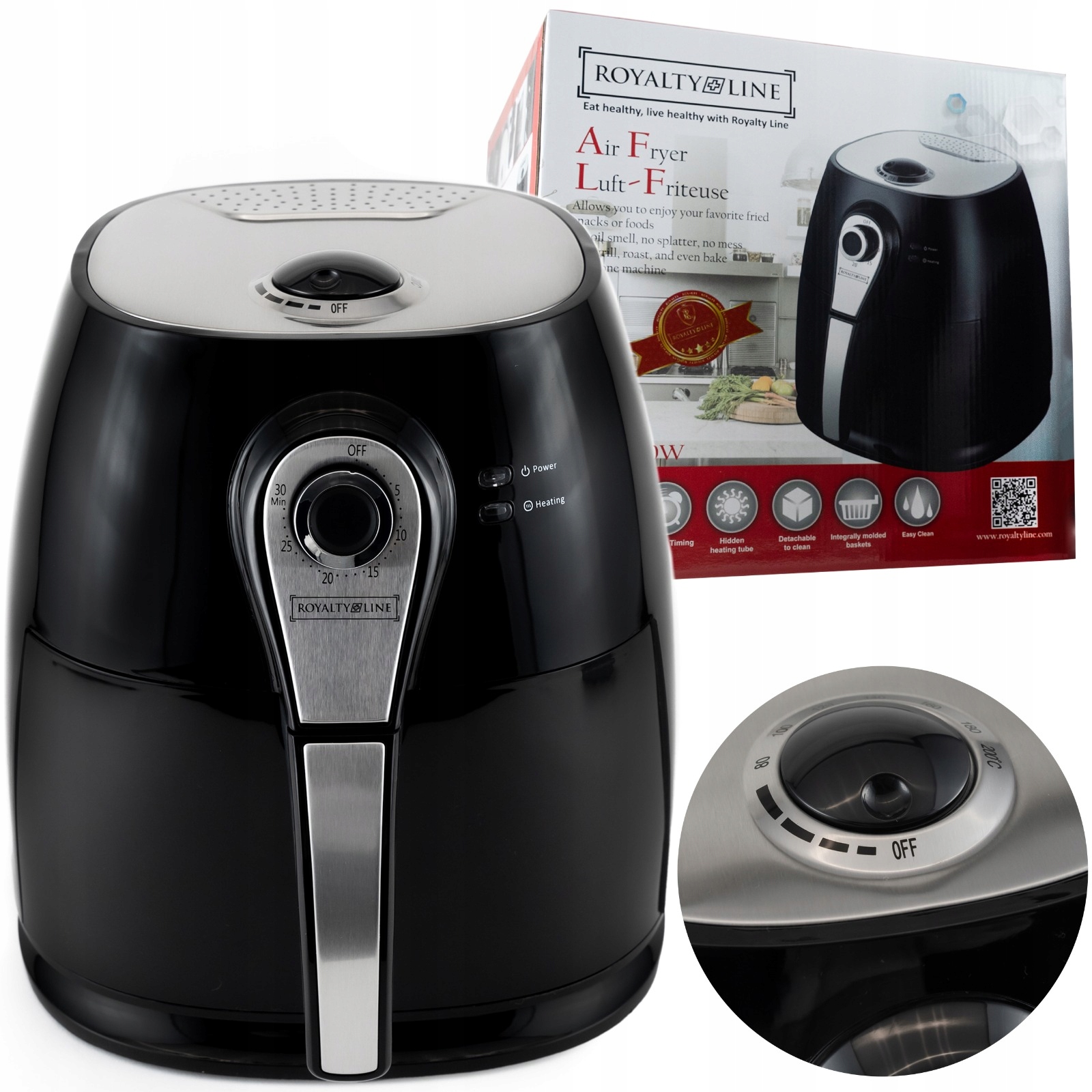 Beztuková Fritéza Air Fryer Malá 3 L Regulace Teploty
