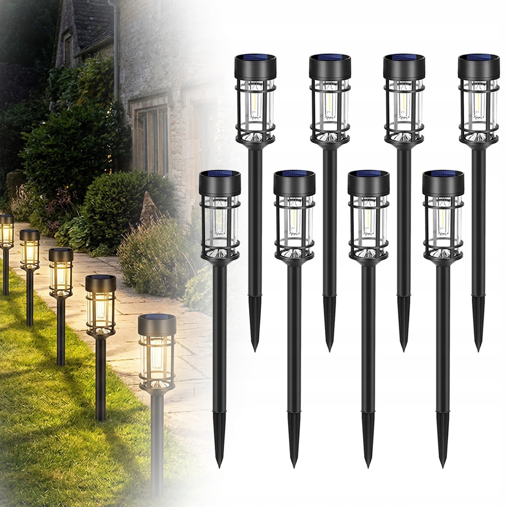 8 x Solární Lampa Led Zahradní Venkovní Zapichovací IP44 Ozdobná lampa Sloupek
