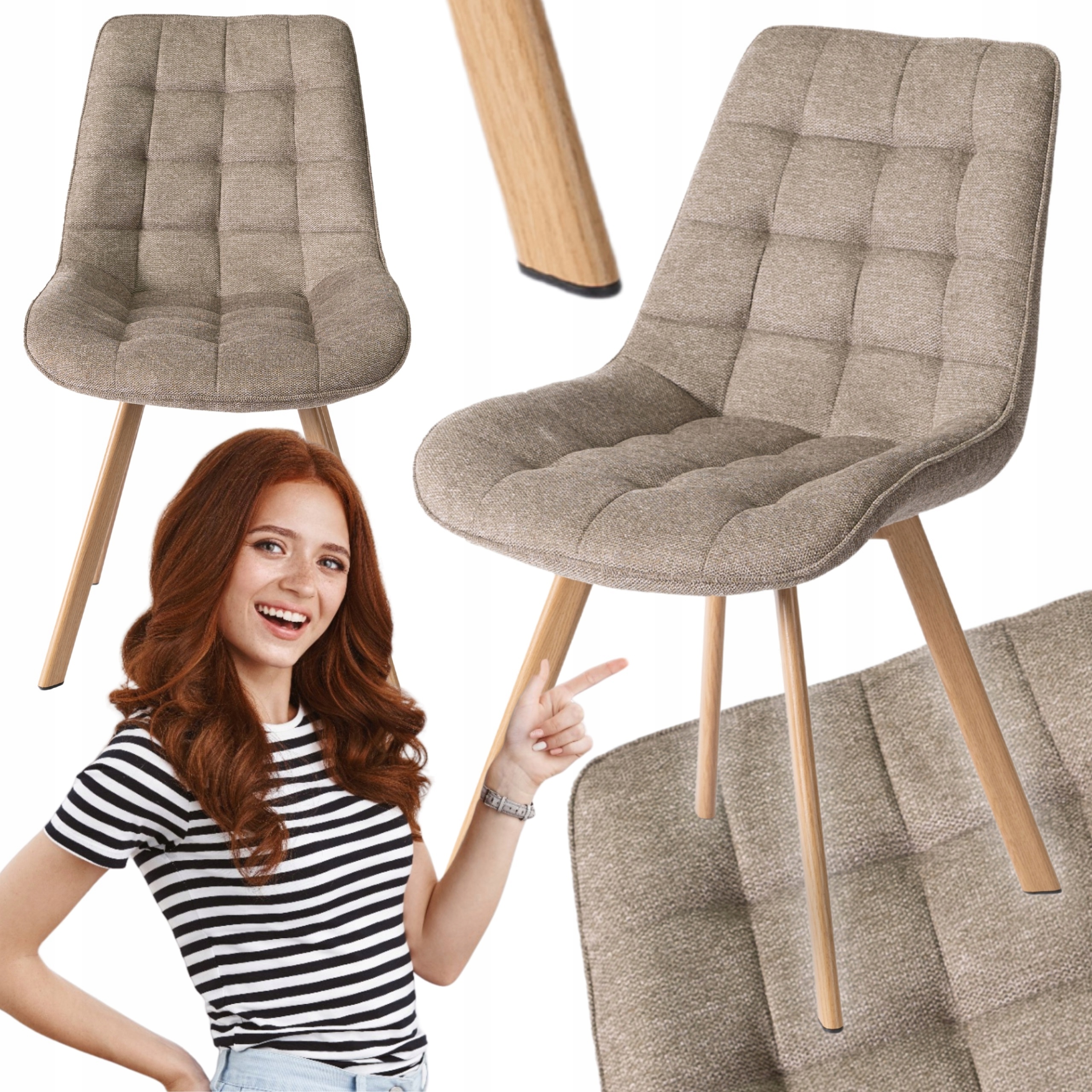 Čalouněná kuchyňská židle Béžová do obývacího pokoje Jídelna Skandinávská Kathy