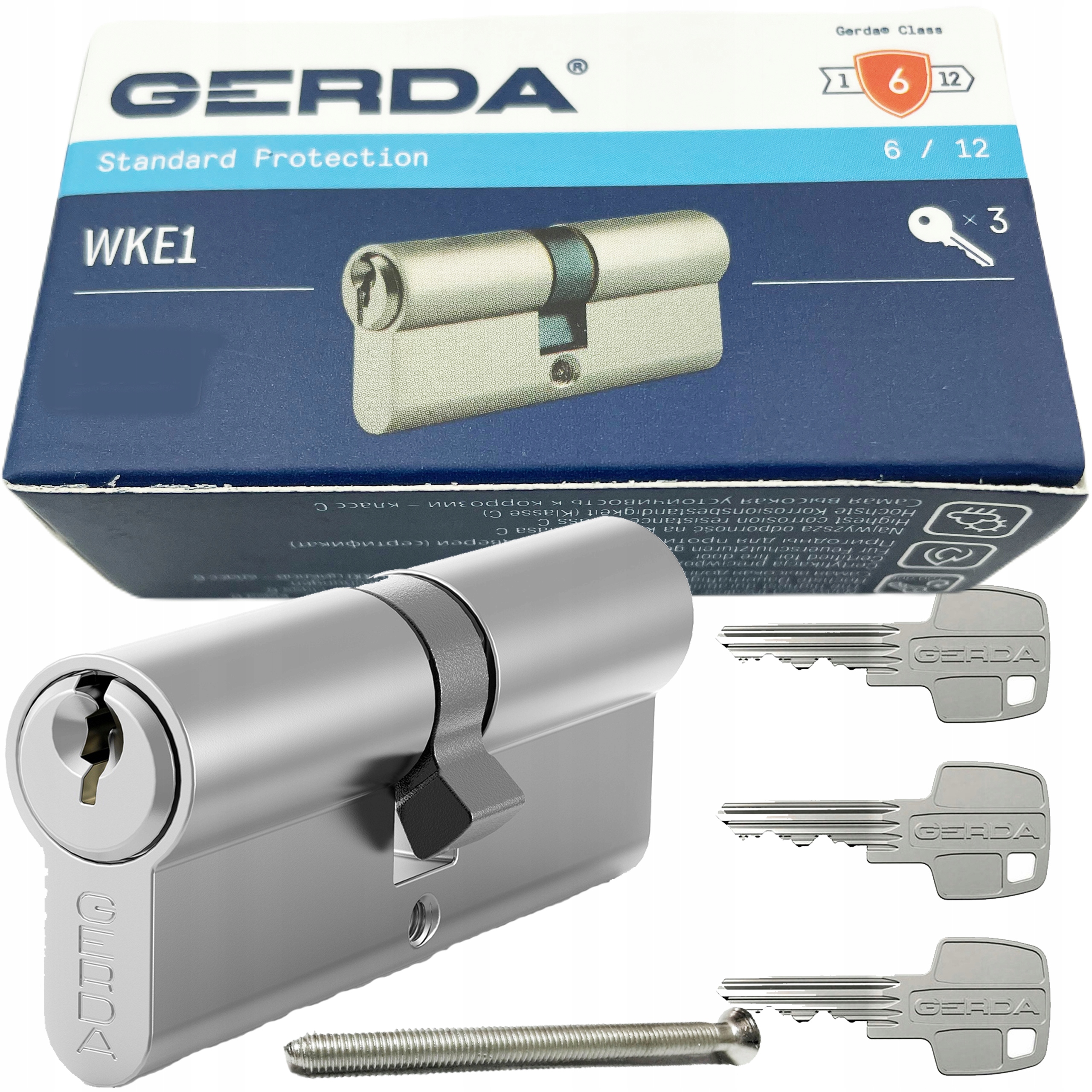 WKŁADKA DO ZAMKA DRZWI GERDA WKE1 35/35 NIKIEL STANDARD PROTECTION