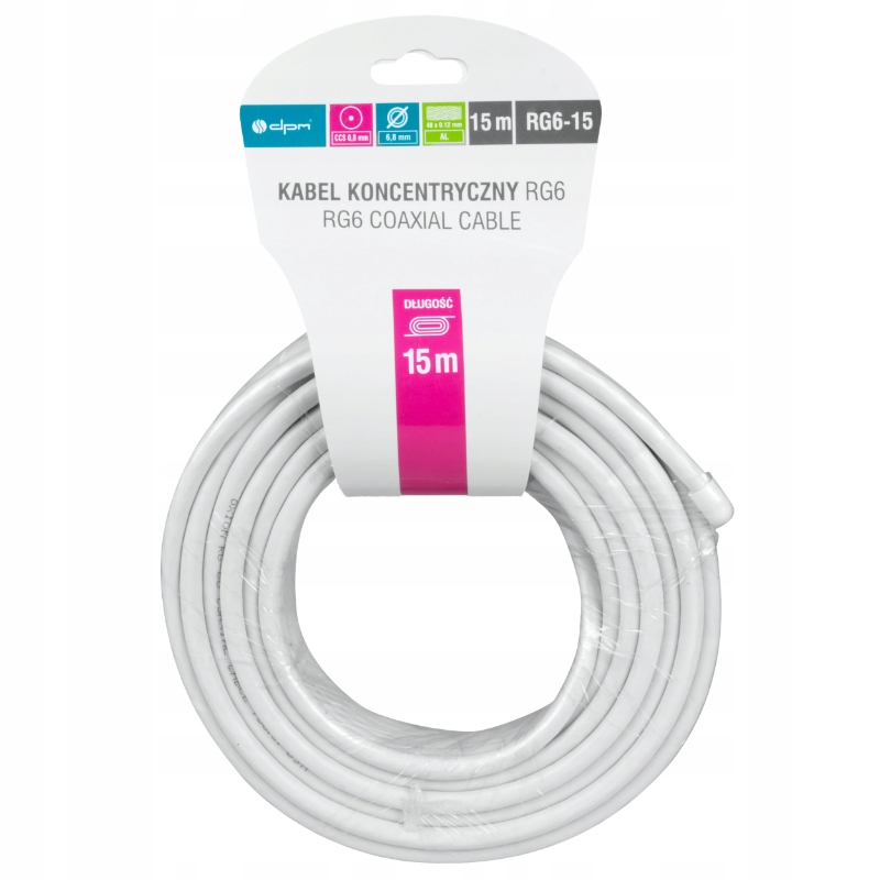 Kabel koncentryczny RG6 1 mm CCS, 15 m Model RG6-15