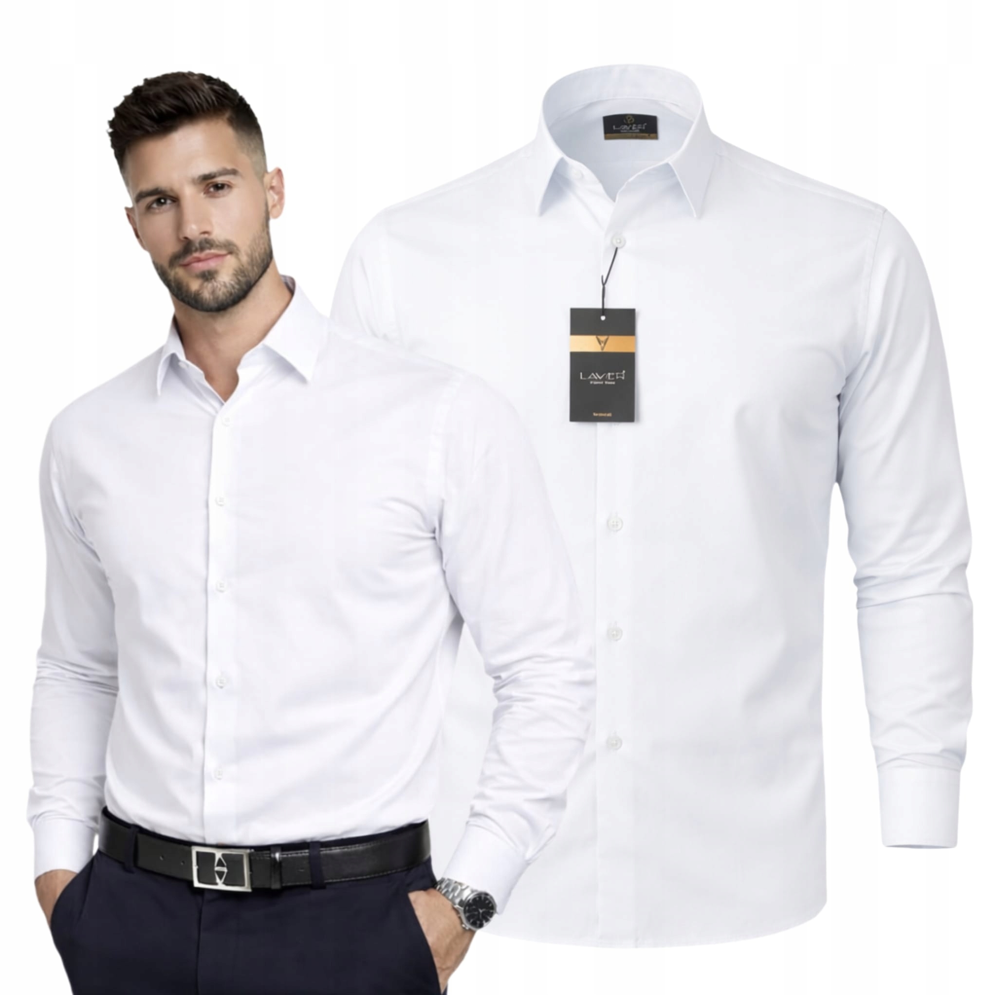 Pánská košile Regular Bílá Lavier – elegantní bavlněná vel. L