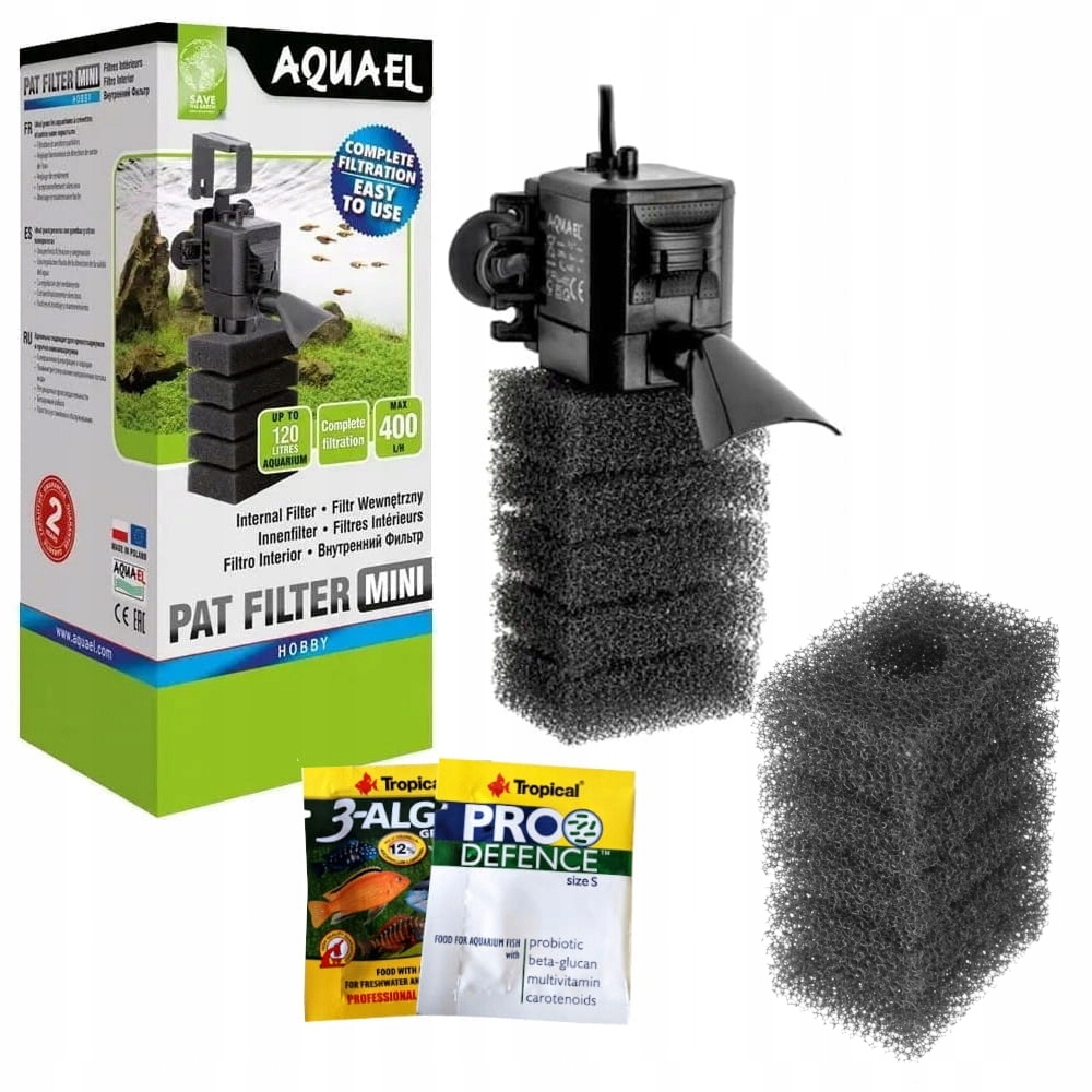 Aquael vnitřní filtr Pat Mini 400 l/h houbička Dárek