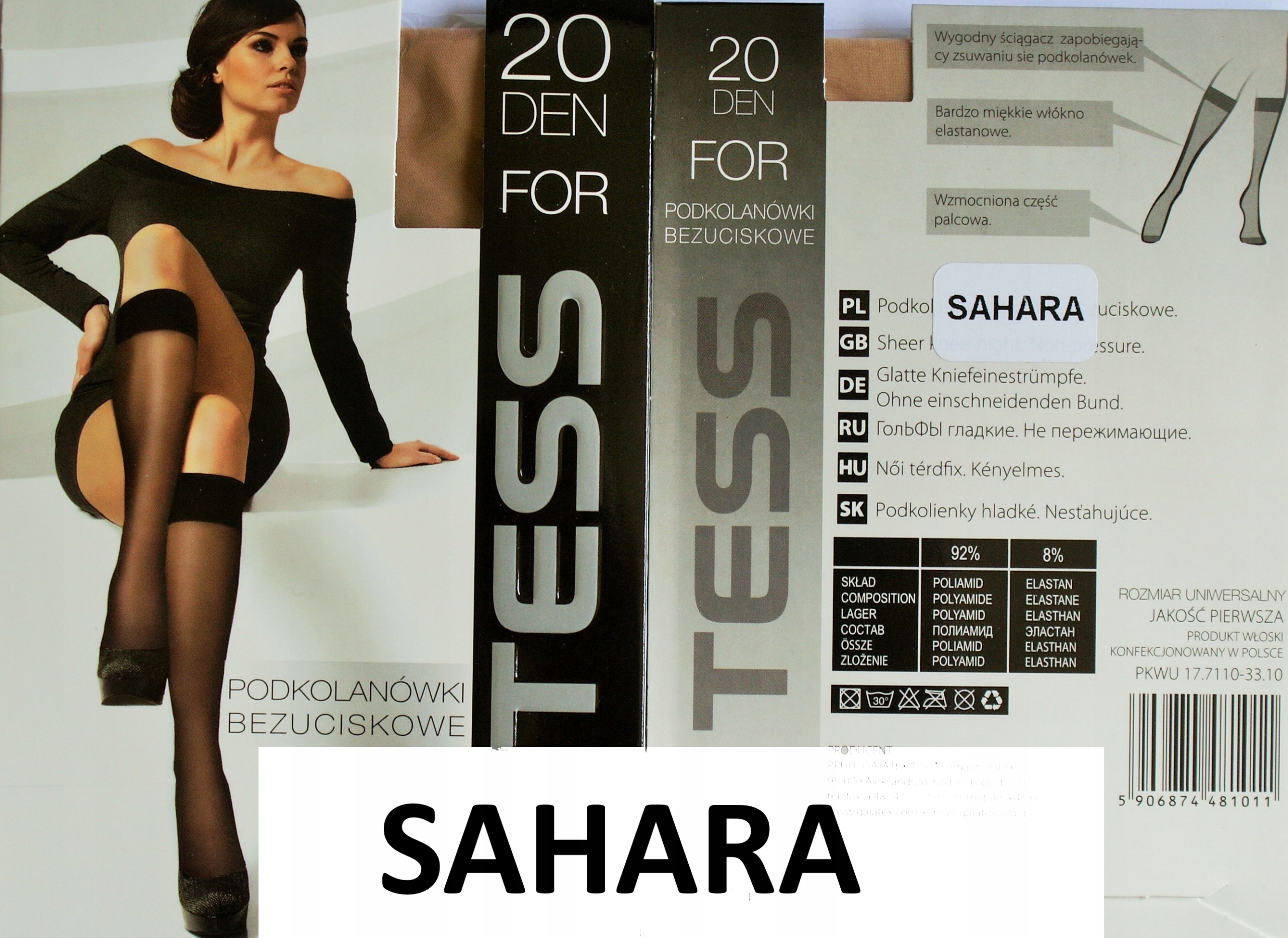 

Podkolanówki Tess 2 pary kolor Sahara