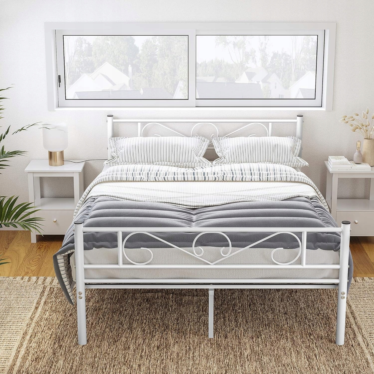 ŁÓŻKO 2-OSOBOWE METALOWE Songmics 140X190 Kod producenta RMB063W01