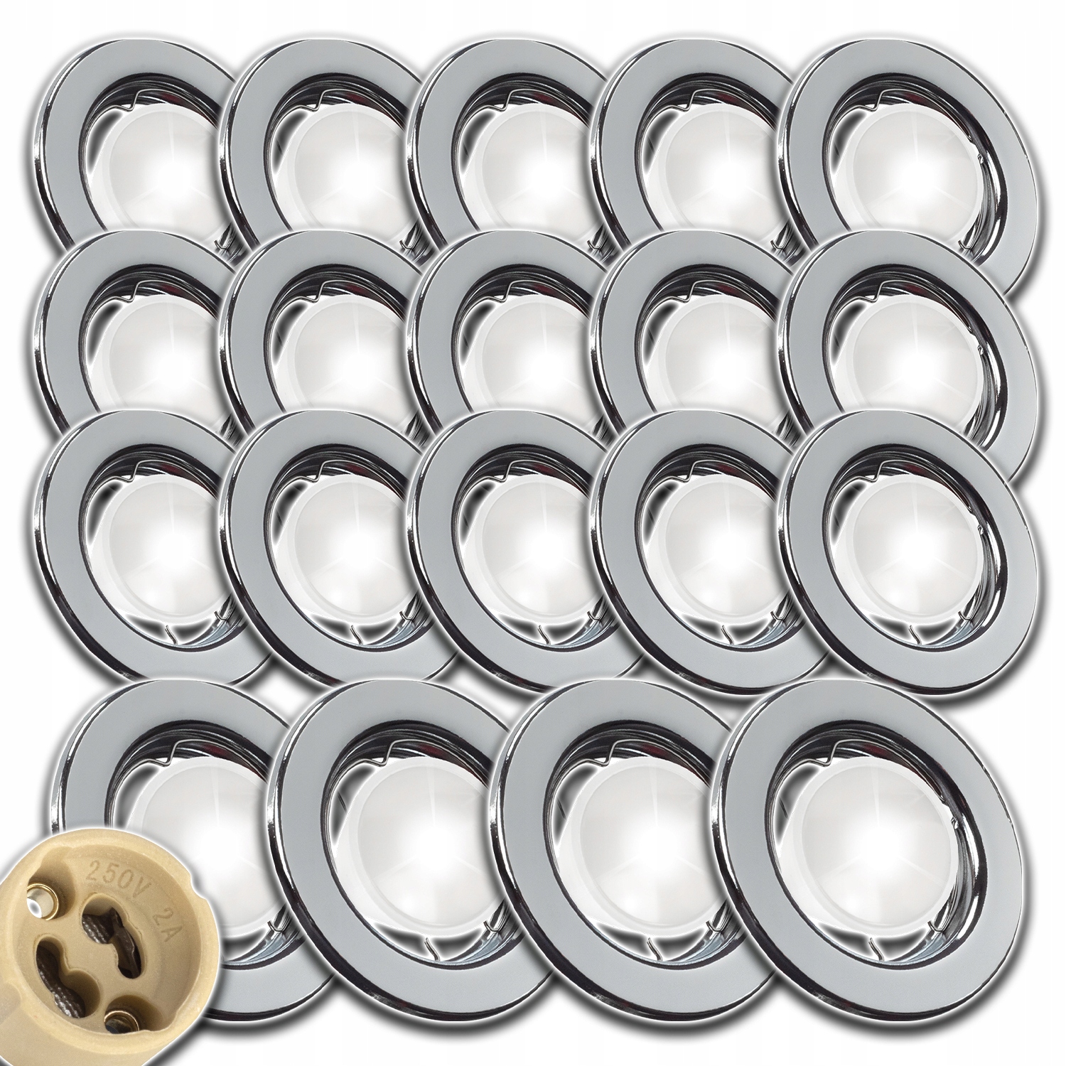 19xALUMINIOVÁ Podomítková Stropní Objímka Barva Chrom Spojka Zásuvka GU10