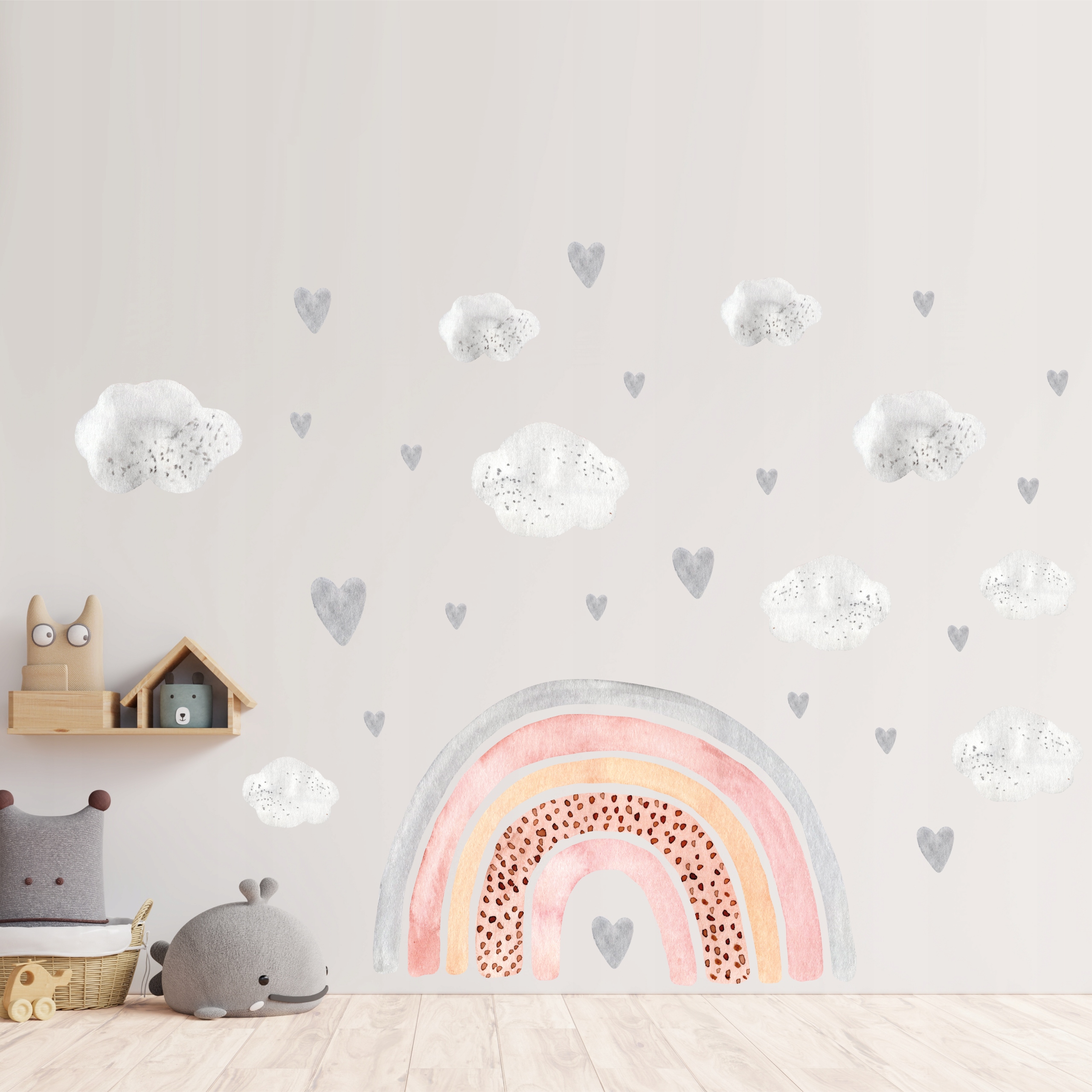 100x100cm NAKLEJKI na ścianę dla dzieci dekoracyjne TĘCZA pastelowa Motyw Dziecięce Inny