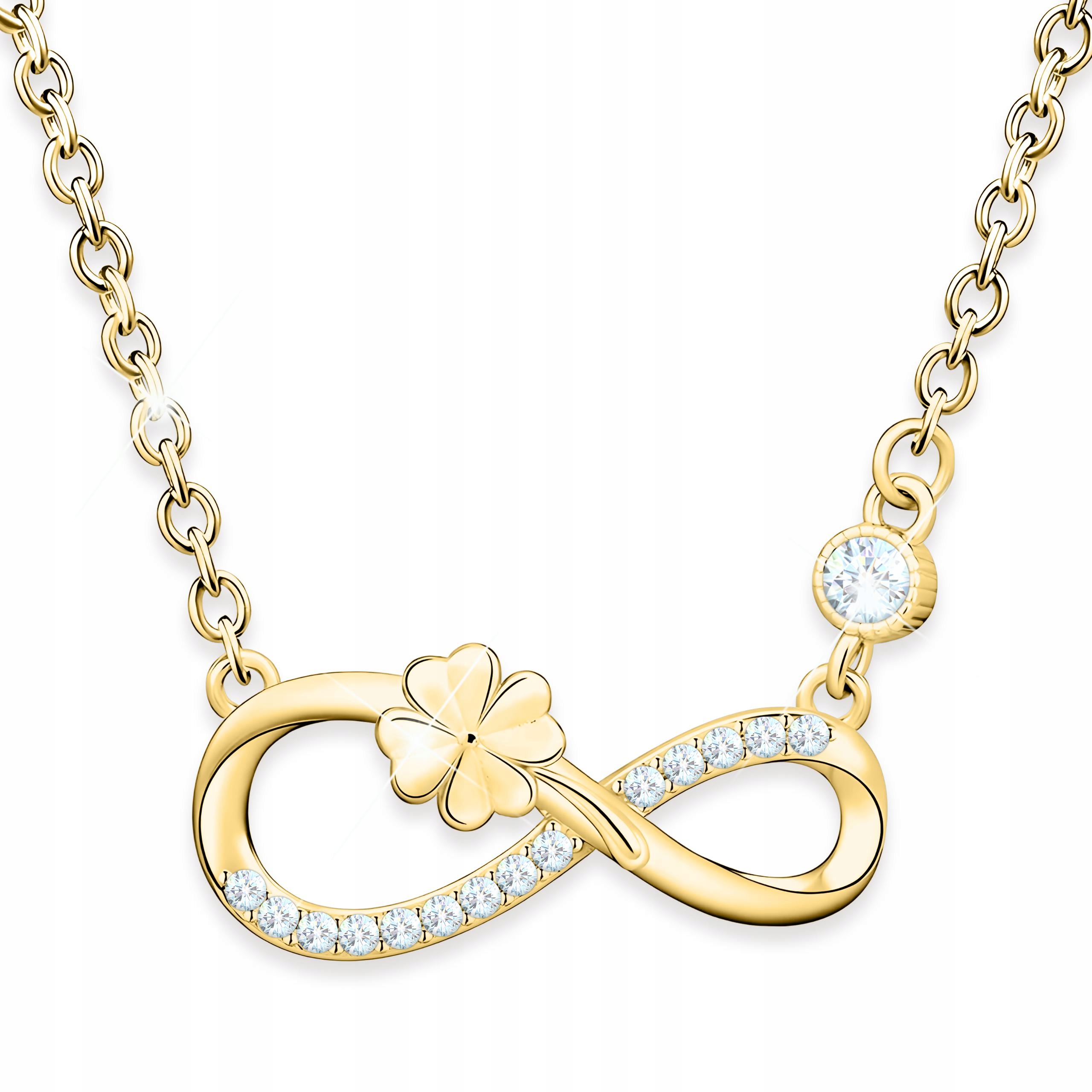 Zlatý náhrdelník Nekonečno s koničkou Zirkony Štěstí Stříbro 925