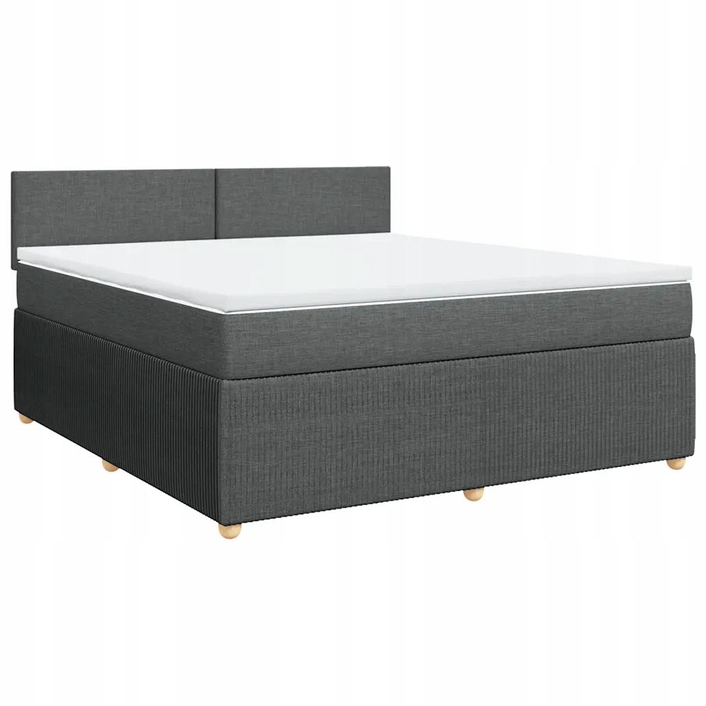 Kontinentální postel 200 x 180 cm tmavě šedá s matrací a topperem