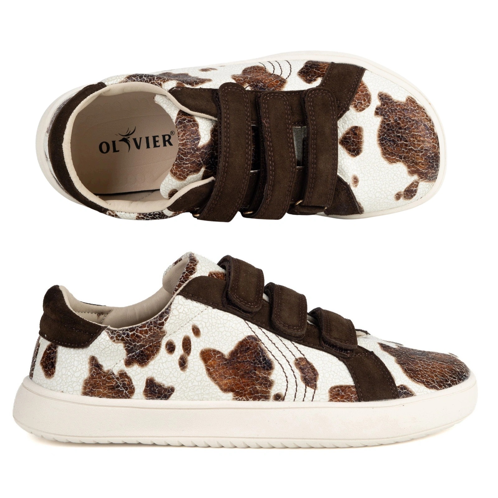 Sneakersy barefoot damskie Nel szerokie na rzepy brązowe 36