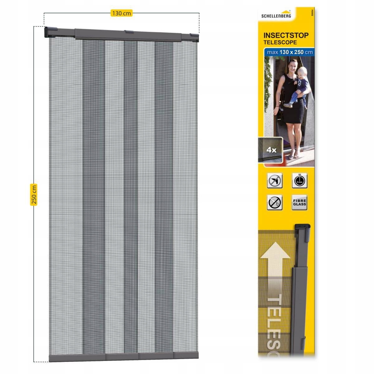 Schellenberg Sieťka 130x250 cm antracitová bez vŕtania