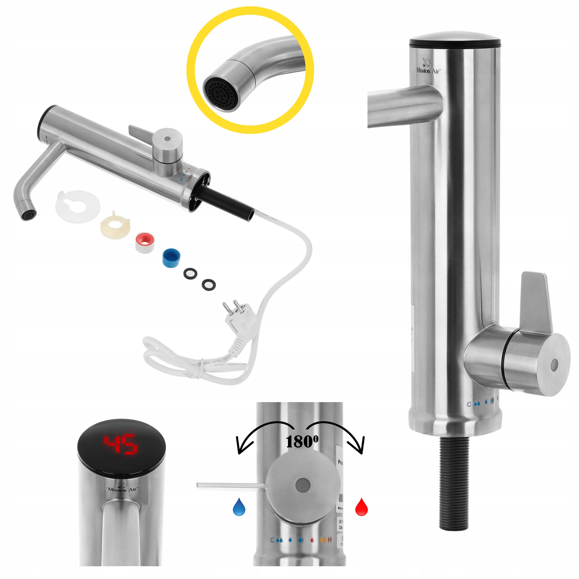 Elektrický prietokový ohrievač vody 3,3 kW LCD