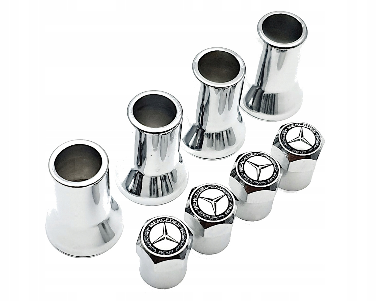 Nakrętki + nakładki na wentyle MERCEDES BENZ CHROM
