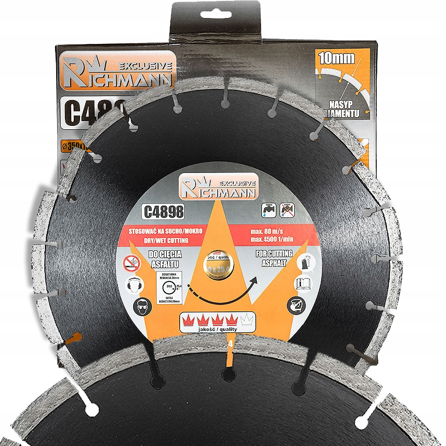 TARCZA DIAMENTOWA DO CIĘCIA ASFALTU TNĄCA NA SUCHO I MOKRO 350 x 25,4/20 MM