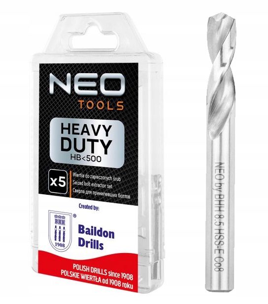 

Wiertła do rozwiercania zapieczonych śrub Neo