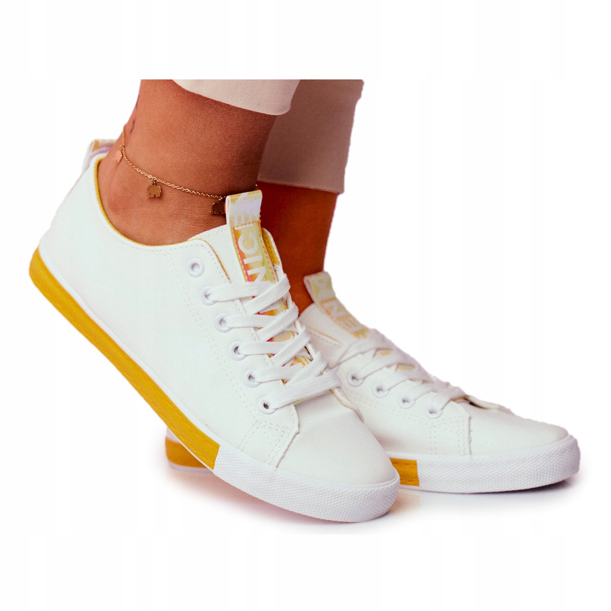 

Żółte Skóra ekologiczna Buty Trampki Sea r.39