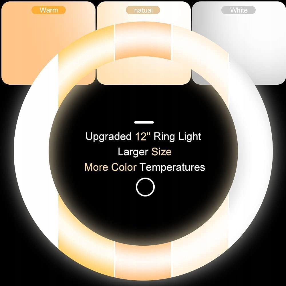 UBEESIZE 12" Ring Light & 62" Stand for Streaming, Makeup, YouTube — miniatura 3