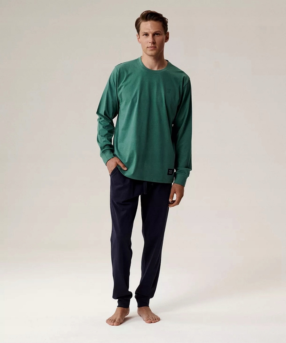 Pánské Pyžamo S Dlouhým Rukávem A Kalhoty Atlantic NMP387/ZIE/GRA/XXL