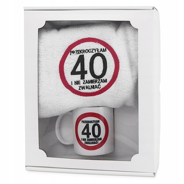 

Komplet Ręcznik I Kubek prezent na 40 Urodziny ona