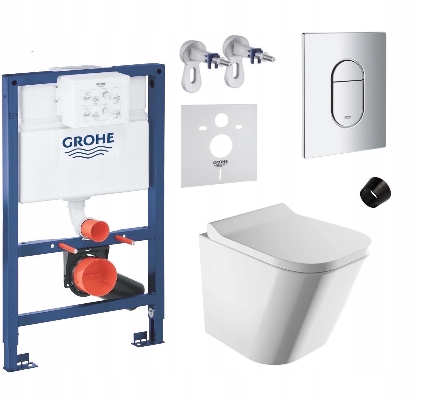 7v1 Podomietkový Wc set, rošt Grohe, Wc miska Omnires, tlačidlo fresh