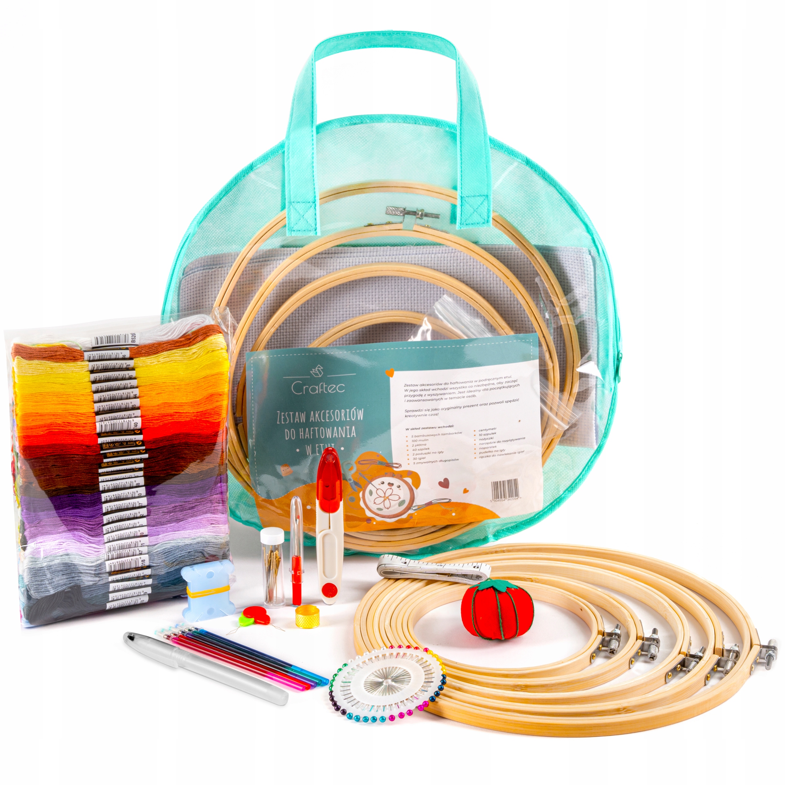 Vyšívací sada Diy tamborky muliny jehly nitě pouzdro
