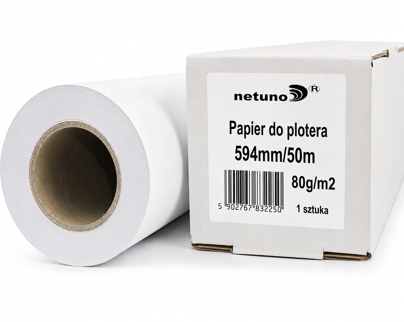 Papier do plotera w roli 80g 594mm x 50m biały do projektów planów 1 rolka