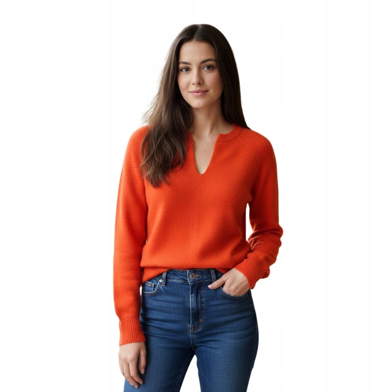 Dámský svetr Rodier oranžový kašmírový volný 100% kašmír vel. S