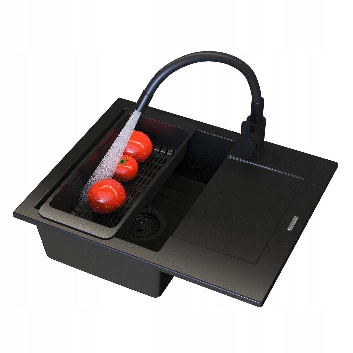 ZLEWOZMYWAK granitowy czarny jednokomorowy BELLO Zestaw Zlew bateria syfon Rodzaj wpuszczany