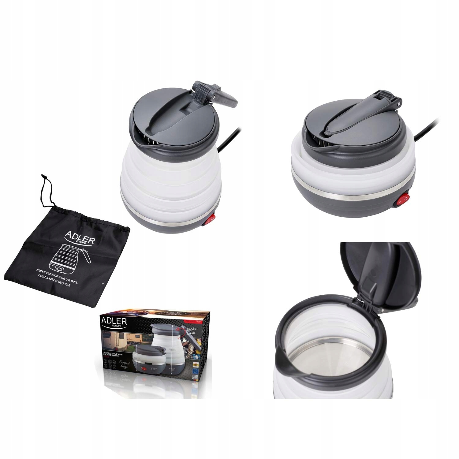 ADLER Czajnik Elektryczny 1,7L 2200W Biały System STRIX — miniatura 3