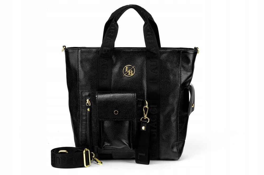 LAURA BIAGGI TOREBKA DAMSKA CZARNA SHOPPER A4 LOGO Marka Laura Biaggi