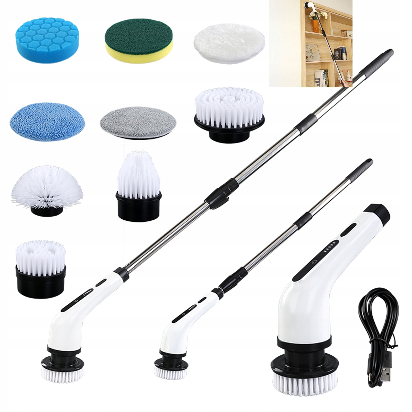 Levně Turbo Mop 9V1 Akumulátorový Elektrický Rotační Kartáč Čisticí Mop Elektrický Rotační