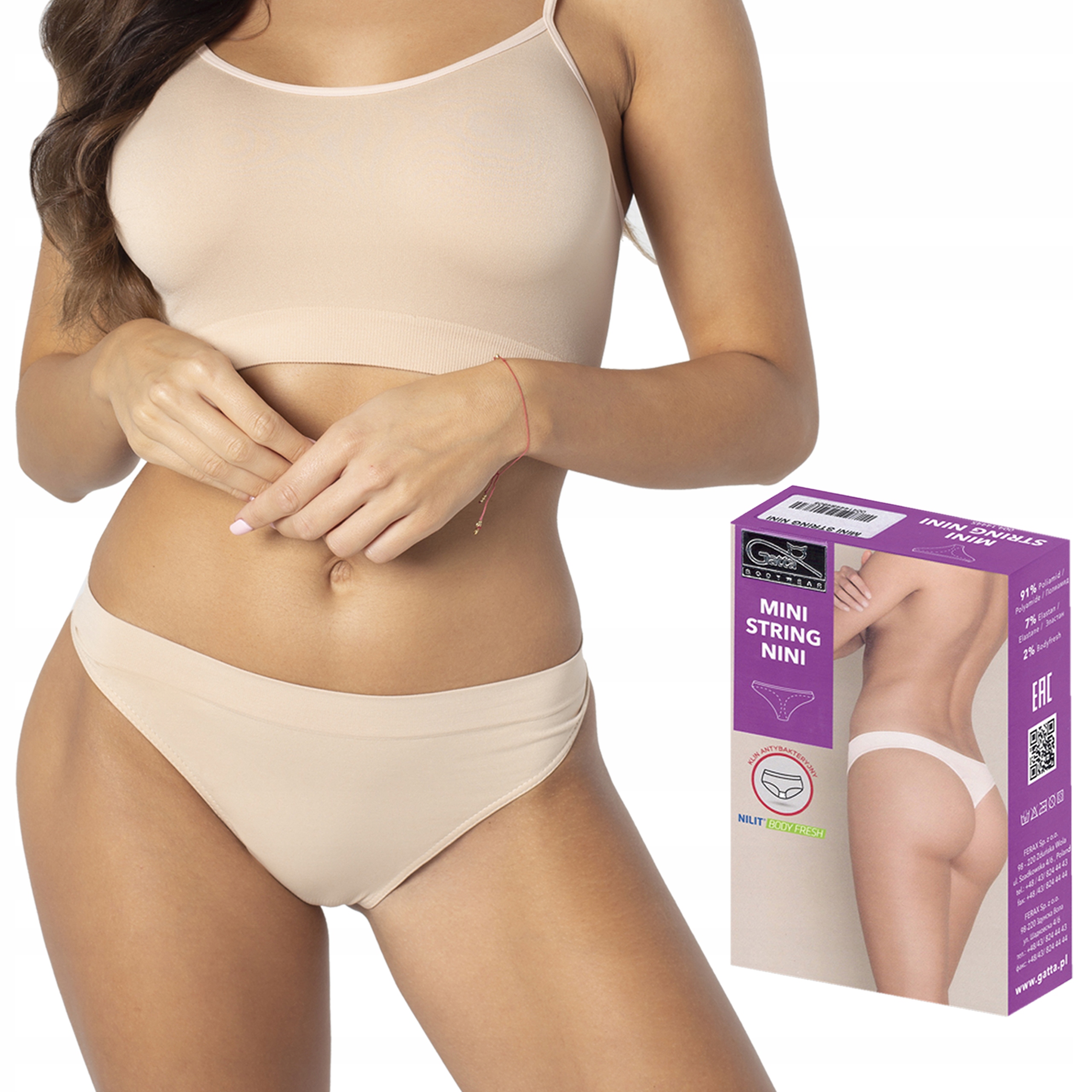 

Majtki Gatta Mini String Nini bezszwowe natural M