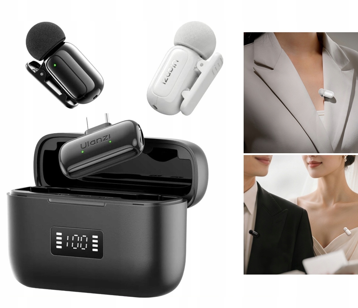 2x Bezdrátový mikrofon 100 m pro telefon Usb Type-c Usb-c Ulanzi A200